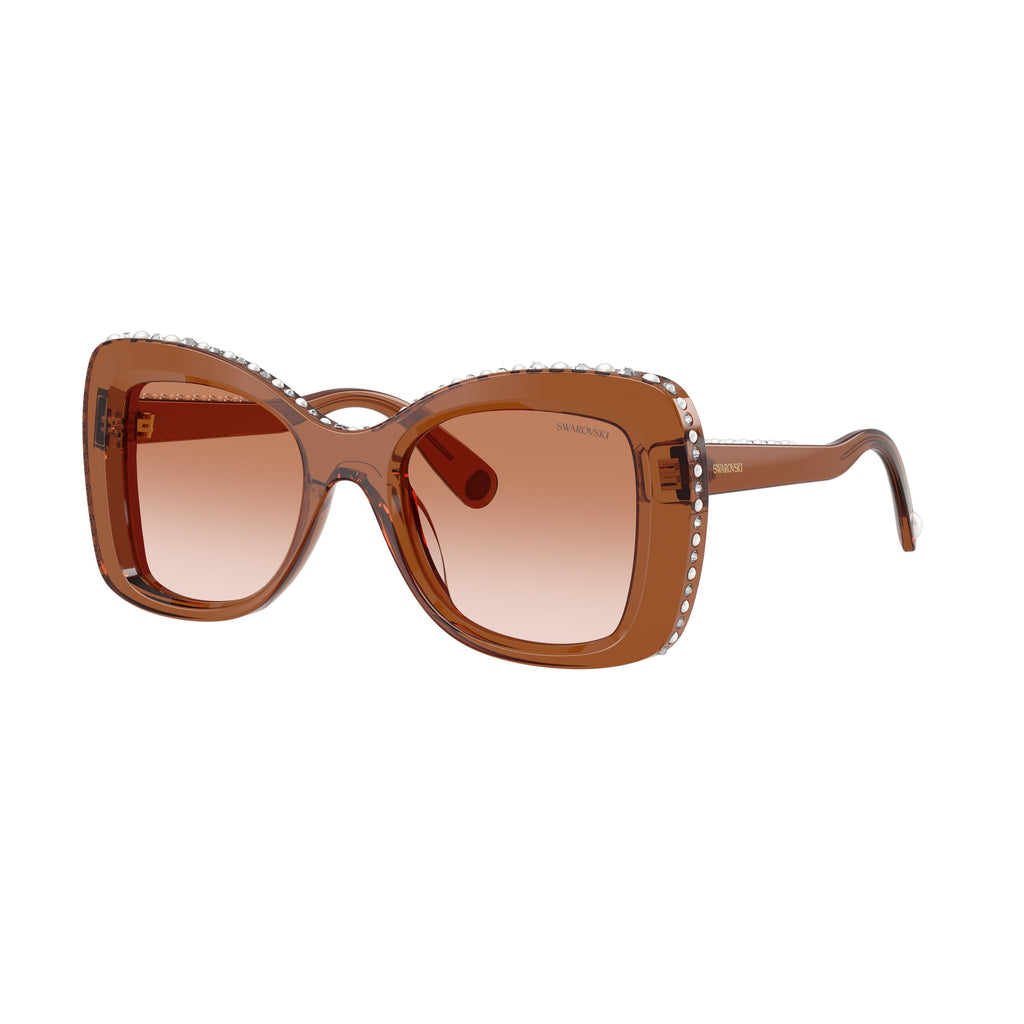 0Sk6062U Translucent Brown Acetate Sunglasses with Crystal Accents