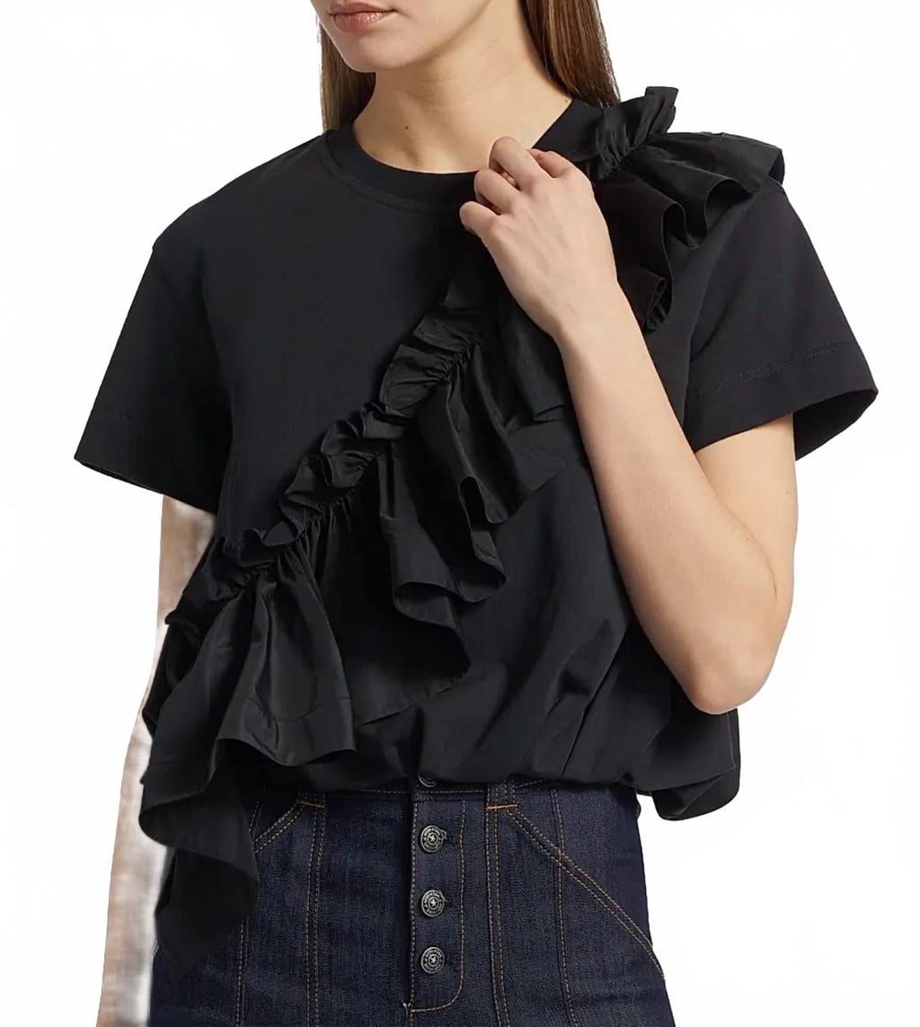 Lottie Ruffled Top In Black