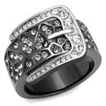 Two-Tone IP Black Stainless Steel Ring with Top Grade Crystal in Black Diamond