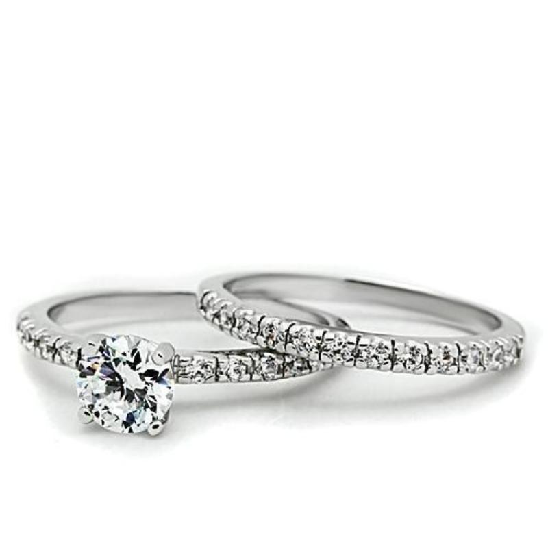 Rhodium Brass Ring with AAA Grade CZ in Clear