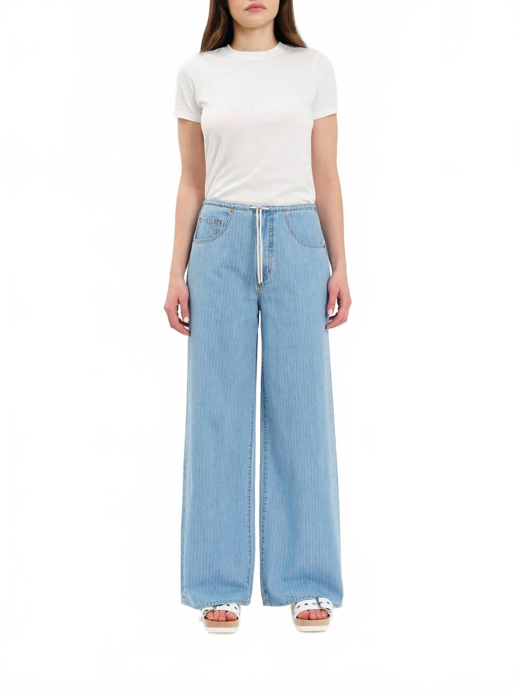 Madison Mid Rise Wide Leg Jeans In Blue