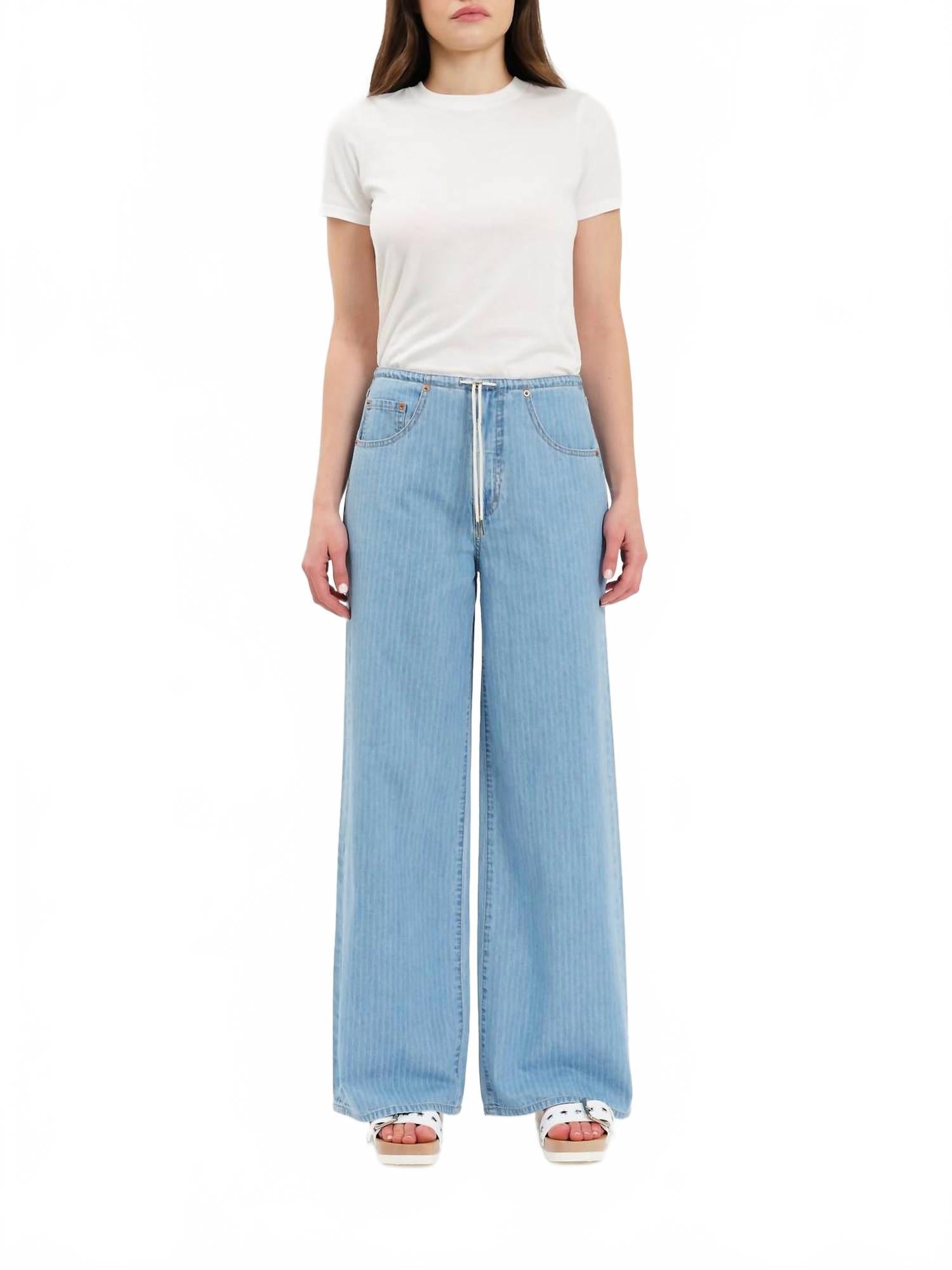 Madison Mid Rise Wide Leg Jeans In Blue