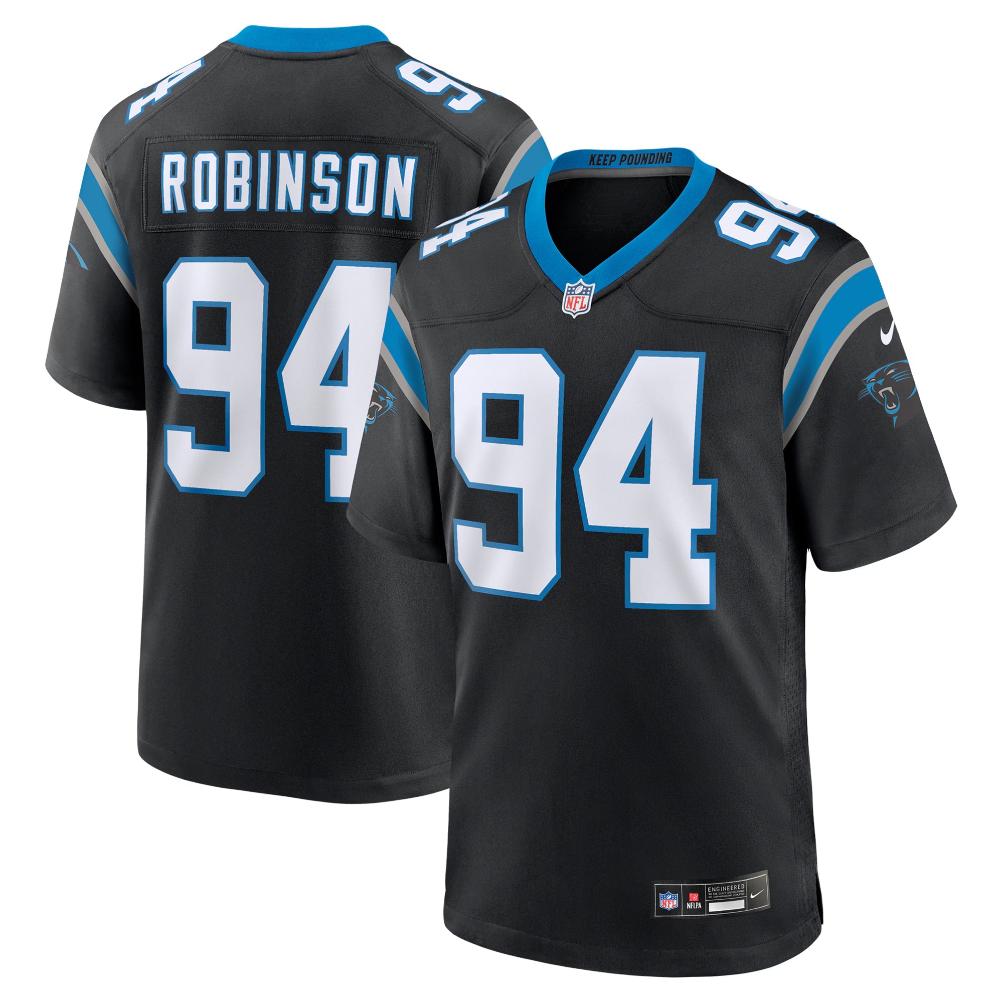 Carolina Panthers A'Shawn Robinson Black Game Jersey
