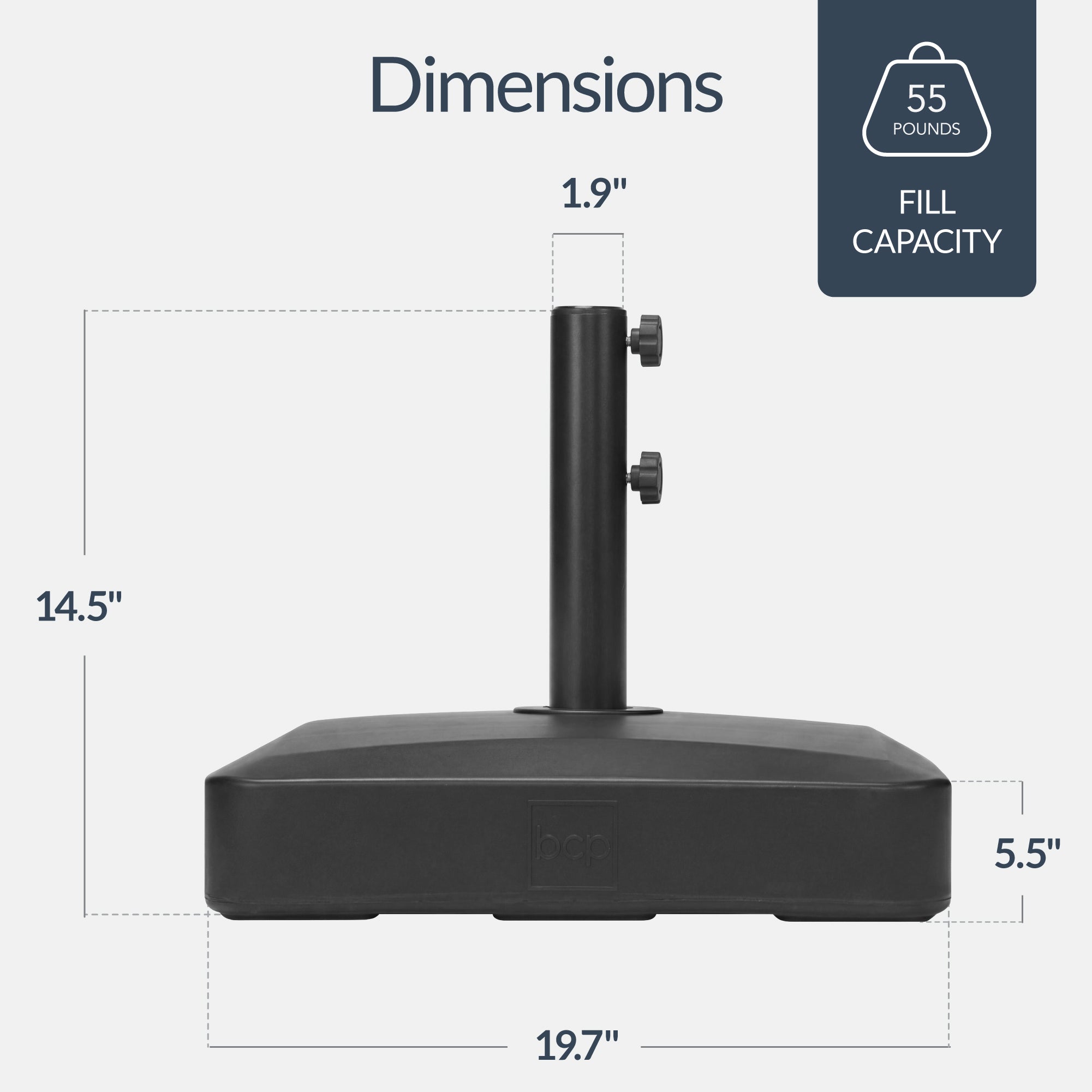 Best Choice Products Fillable Plastic Patio Umbrella Base Stand, Pole Holder w/ Adjustment Knob, Asscher Design - Black