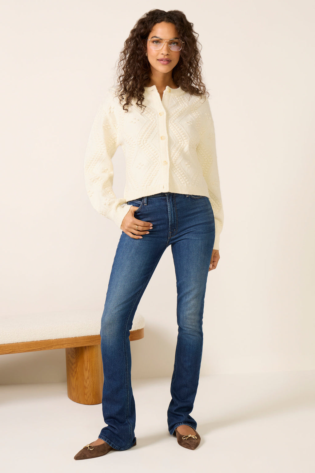 Women's Kitty Bobble Crew Cardigan