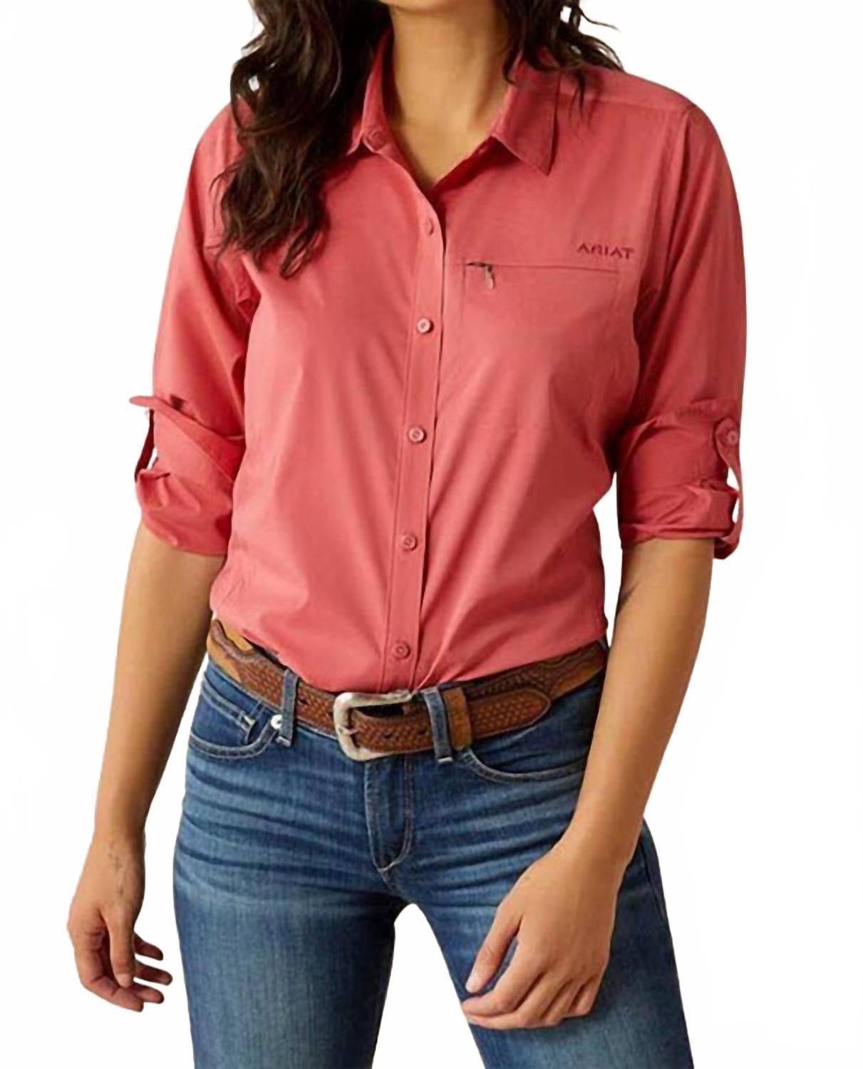 Women's Venttek Stretch Button Down Shirt In Holly Berry