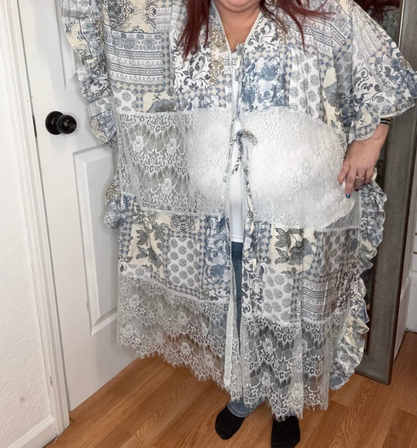Charlene Boho Duster In Blue