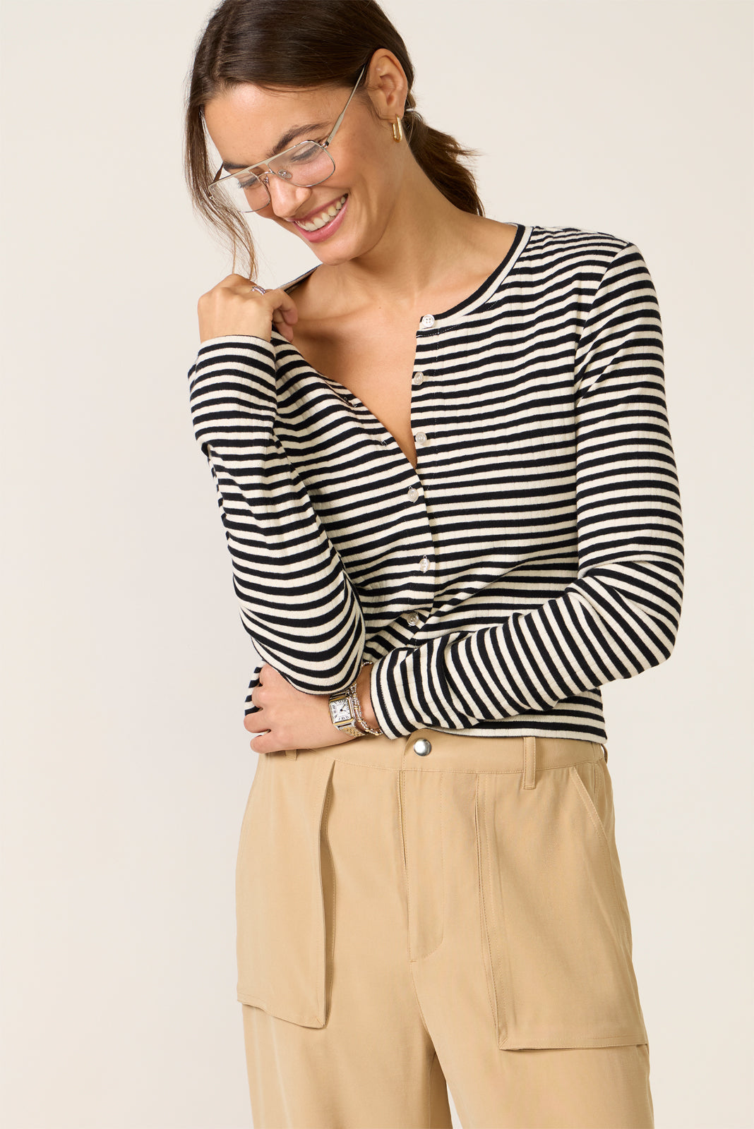 Women's Kara Stripe Pointelle Top