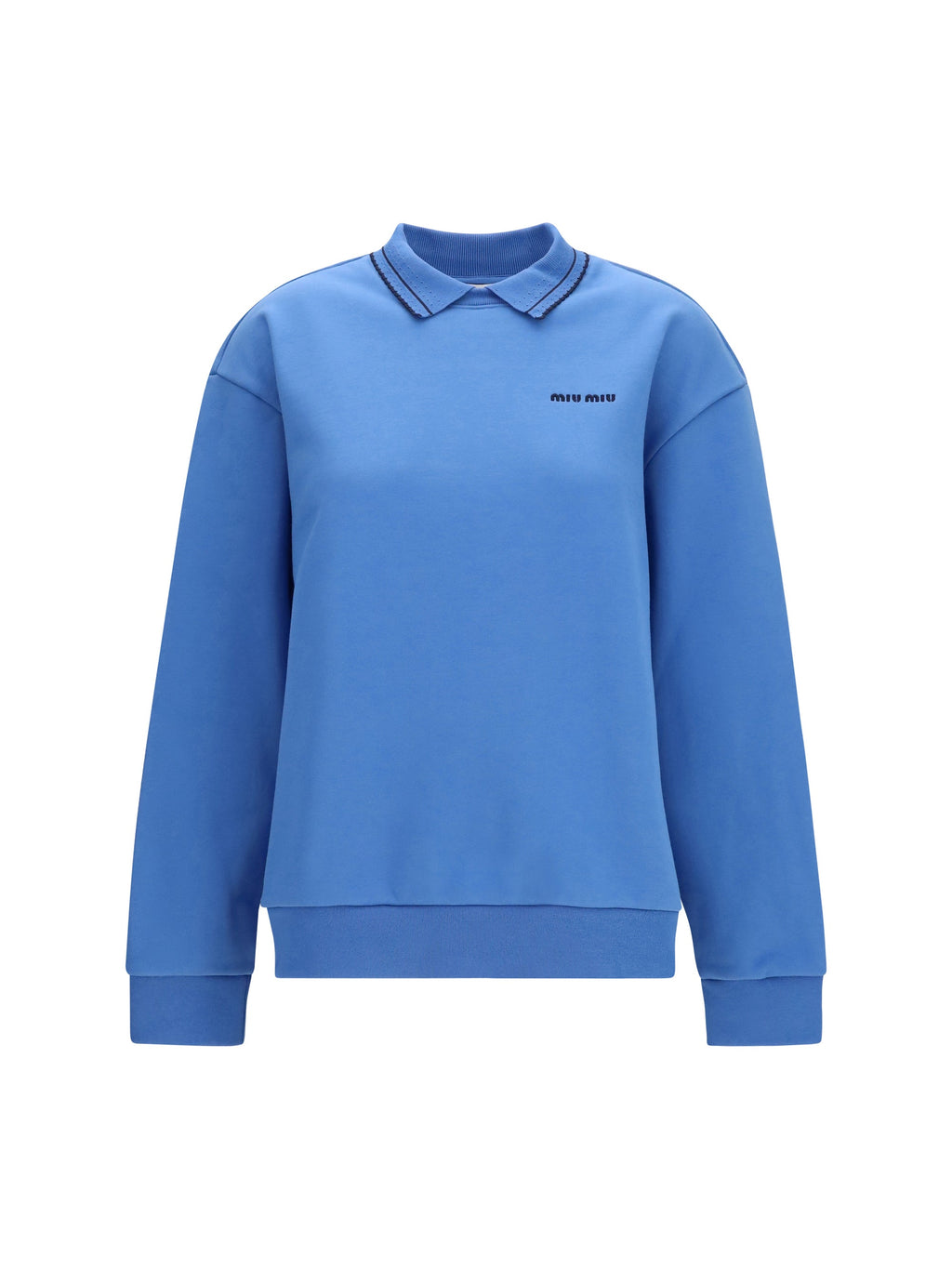 Miu Miu Women Crewneck Sweatshirt With Embroidered Logo And Collar