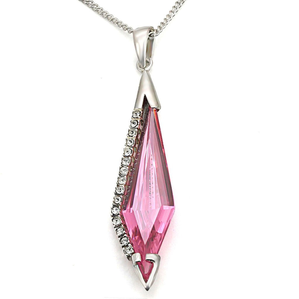 Silver 925 Sterling Silver Pendant with AAA Grade CZ in Rose