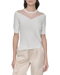 DKNY Sheer Square Neck Top