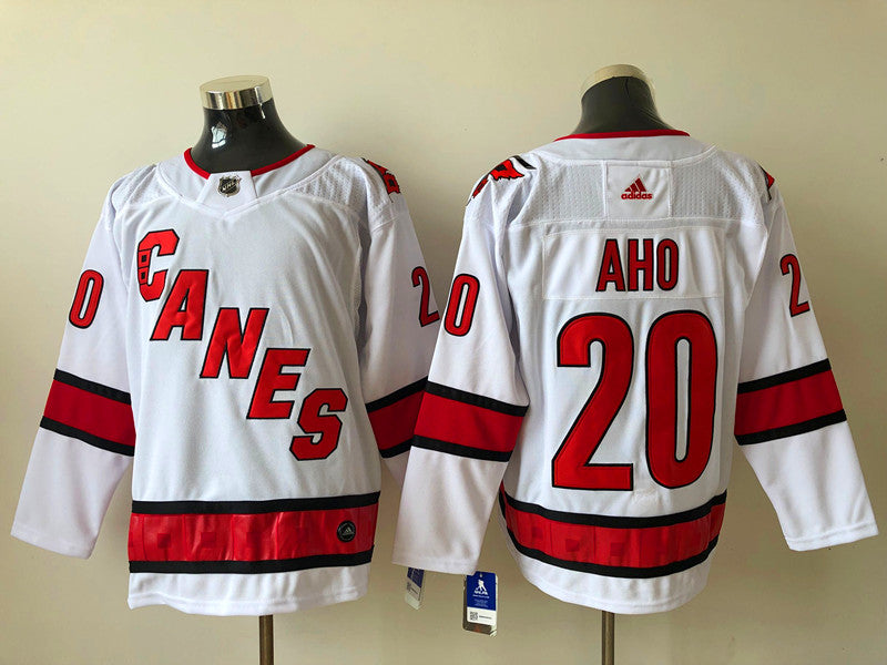 Men's Carolina Hurricanes Sebastian Aho #20 White Home Breakaway Player jersey