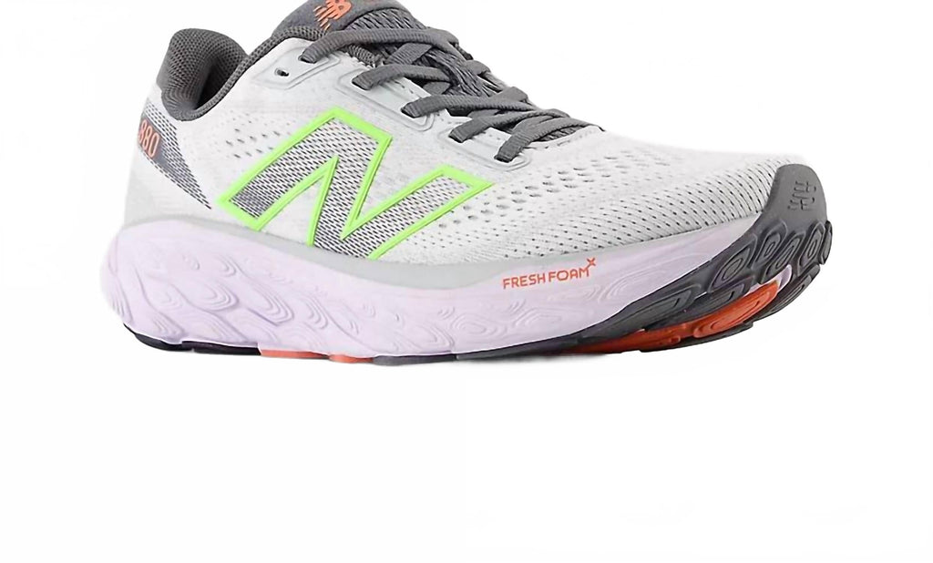 Women's Fresh Foam X 880V14 Running Shoes In Grey Matter Bleached Lime Glo