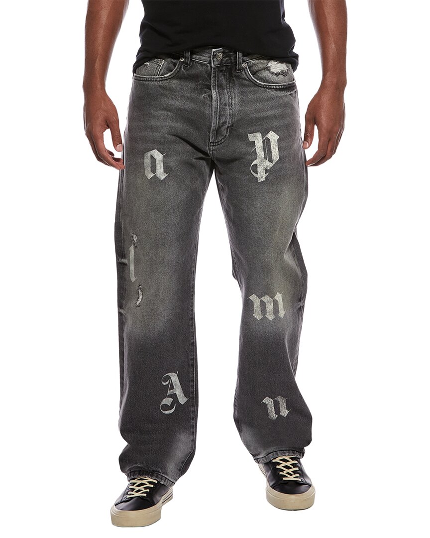 Palm Angels Distressed Letter Jean