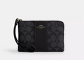 NWT Coach Corner Zip Wristlet Wallet In Signature Canvas With Stripe