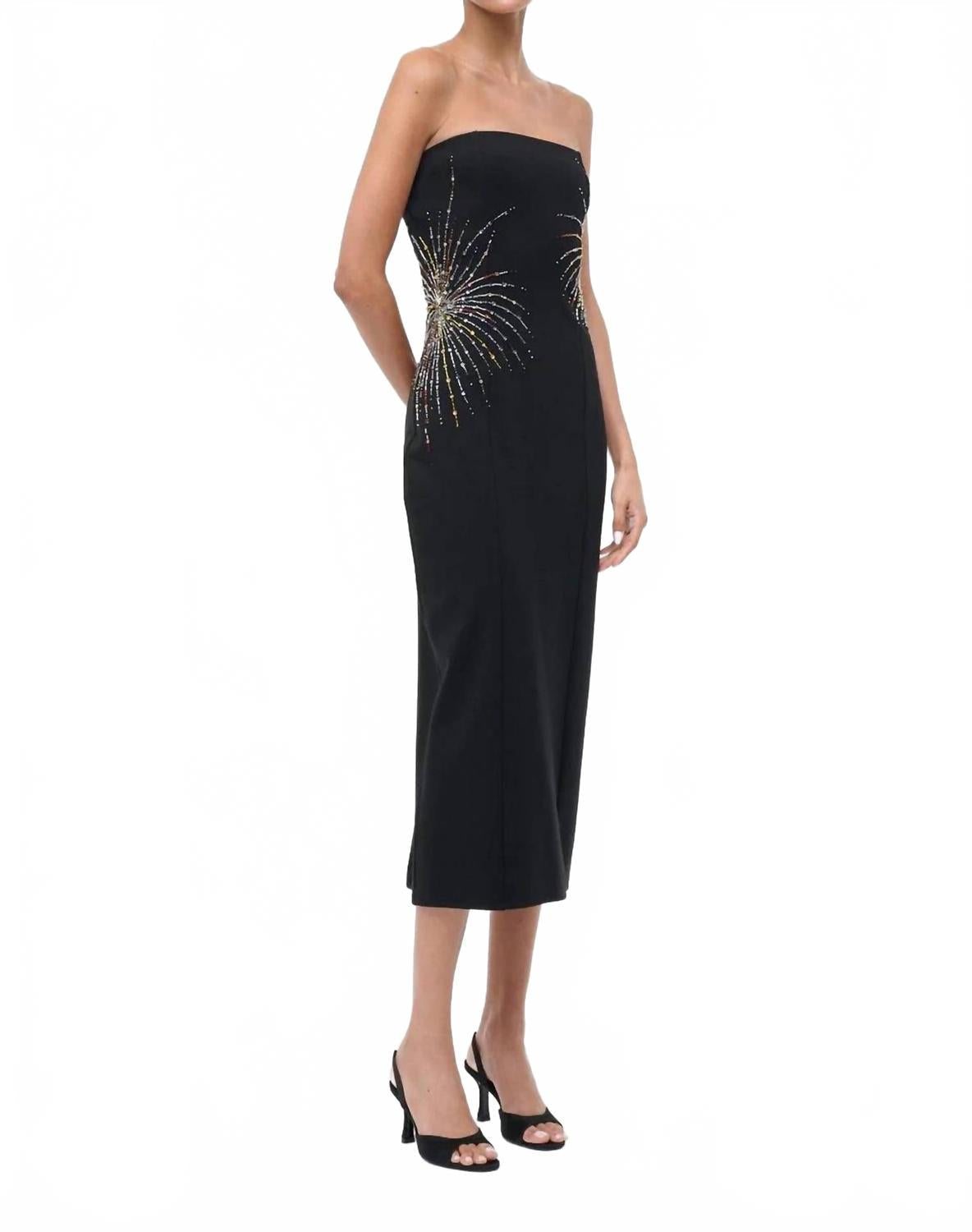 Britney Midi Dress In Black Firework