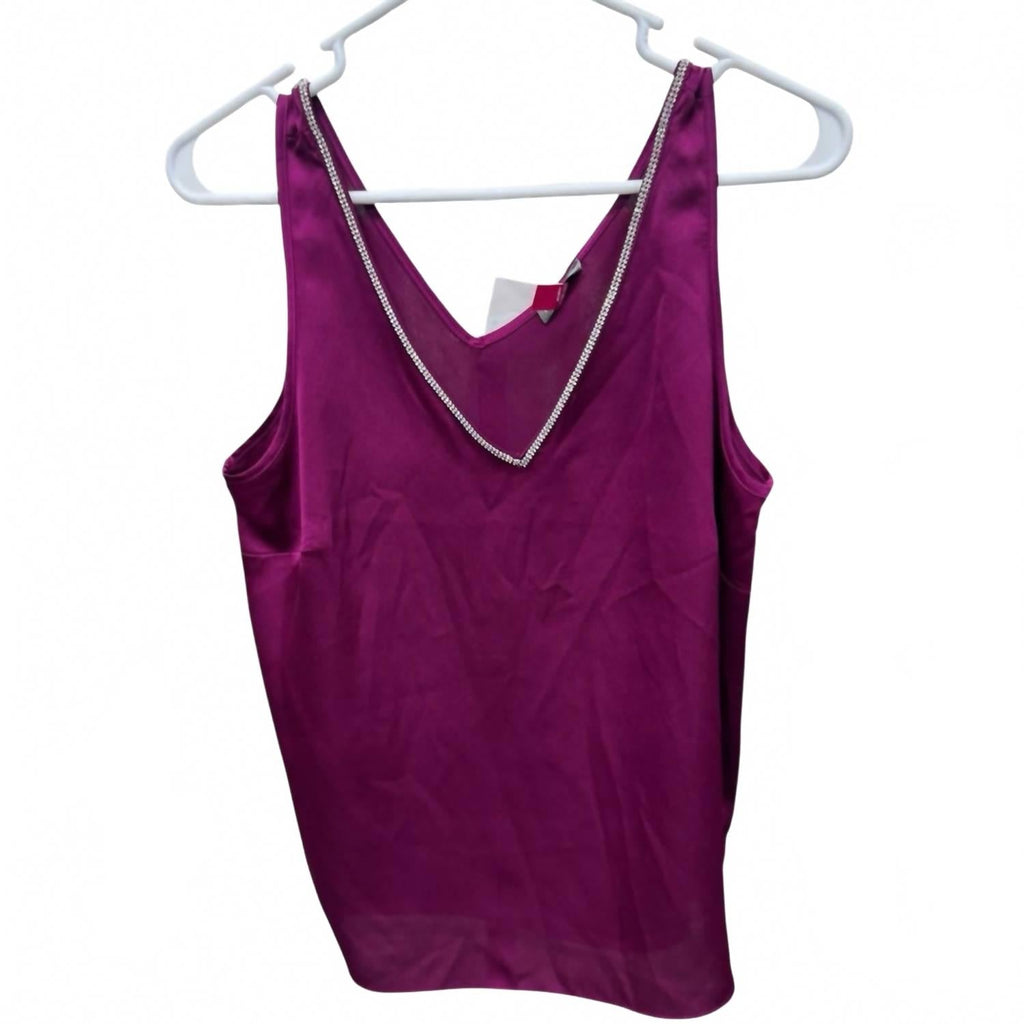 Rich Satin Slip Tank Top In Purple