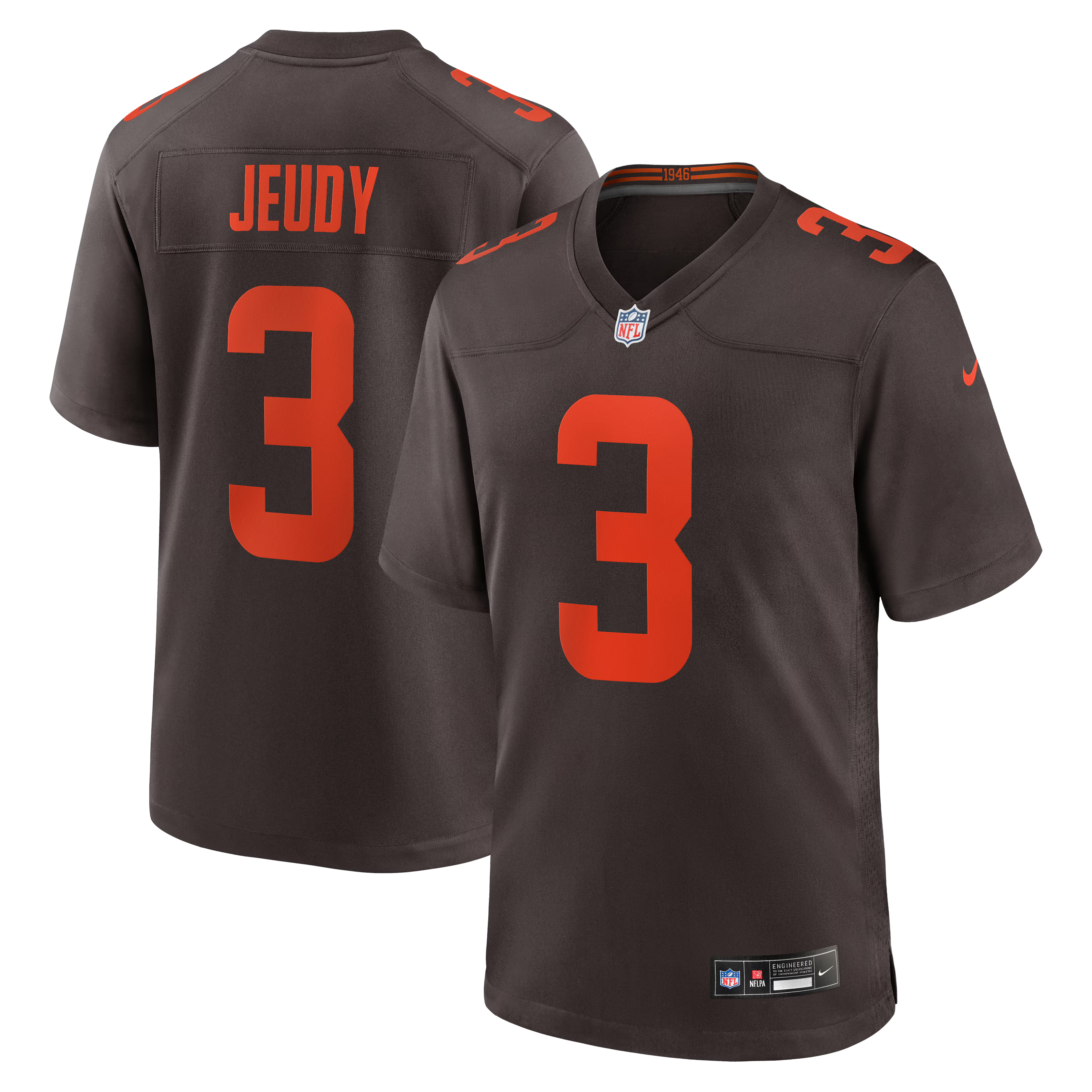 Cleveland Browns Jerry Jeudy Brown Alpha Dawg Game Jersey