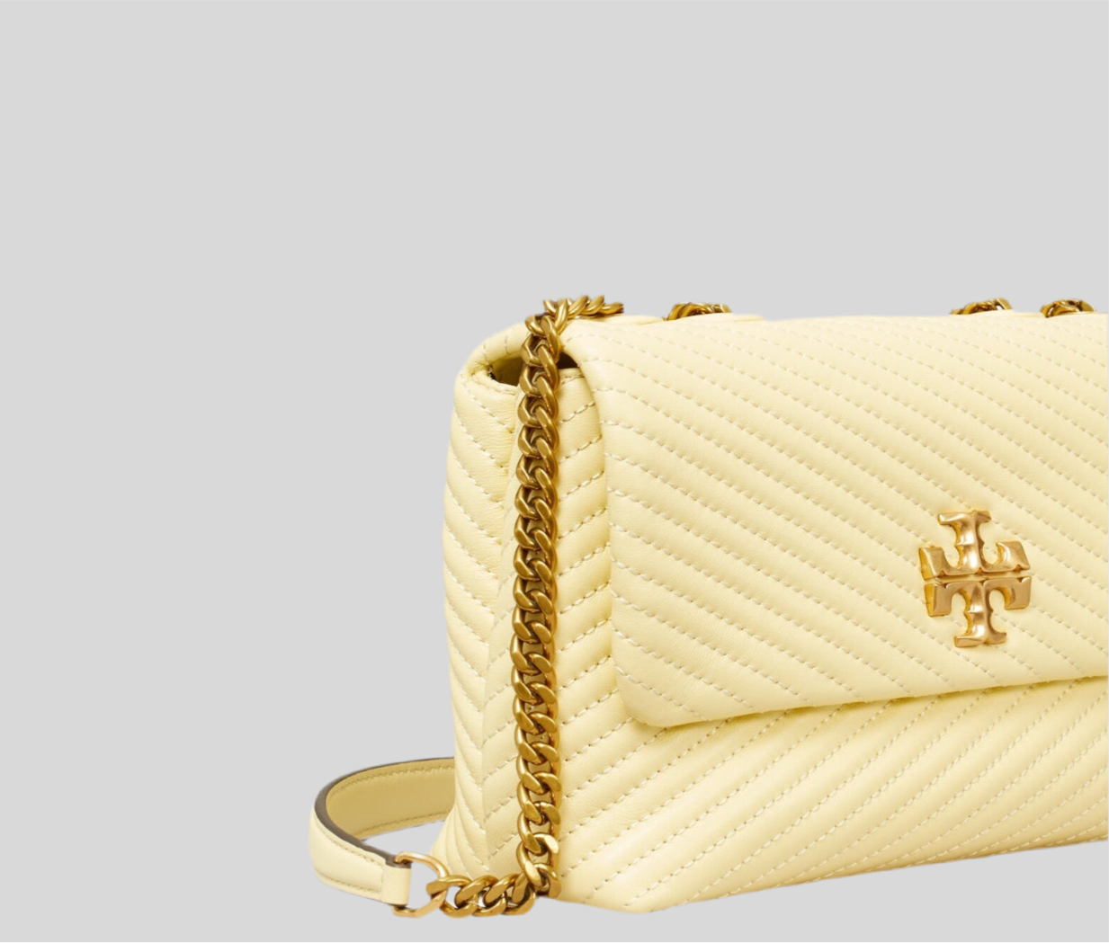 NWT Tory Burch Kira Moto Quilt Small Convertible Shoulder Bag/ Lemon Swirl