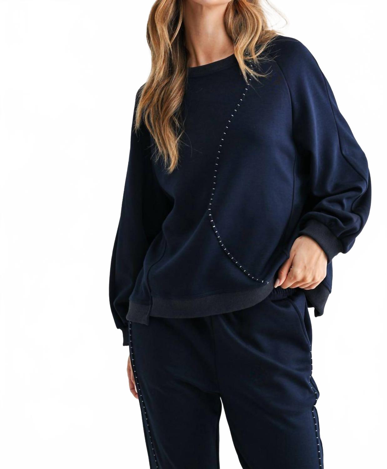 Kaely Long Sleeve Pant Set In Navy