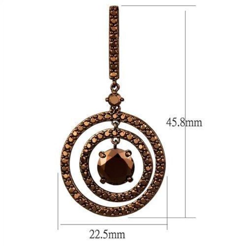 IP Coffee light Brass Earrings with AAA Grade CZ in Light Coffee