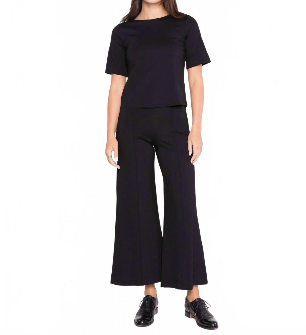 Ponte Knit Wide Leg Pants In Black
