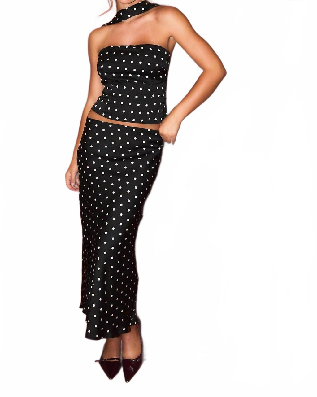 Dreamy Dot Corset Top In Black