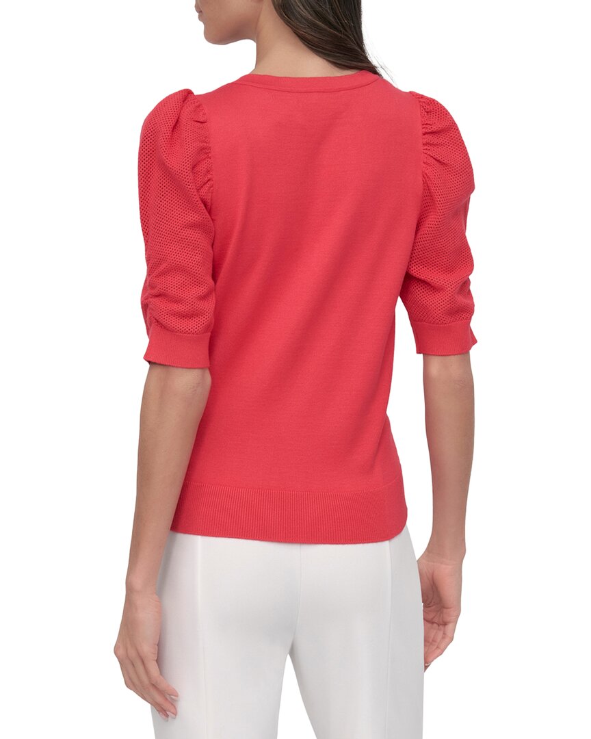 DKNY V-Neck Twist Sleeve Top