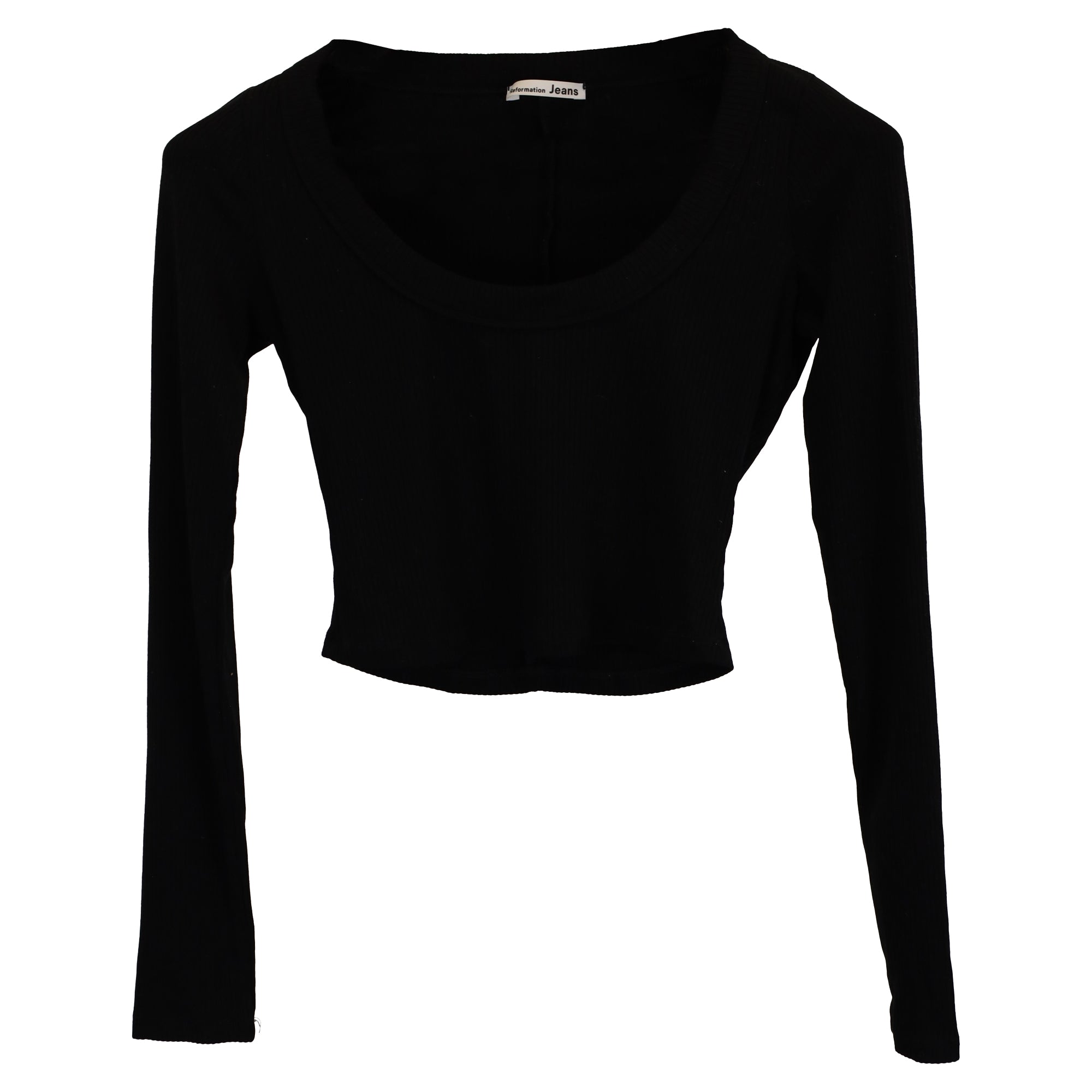 Reformation Jeans Long Sleeve Top in Black Cotton