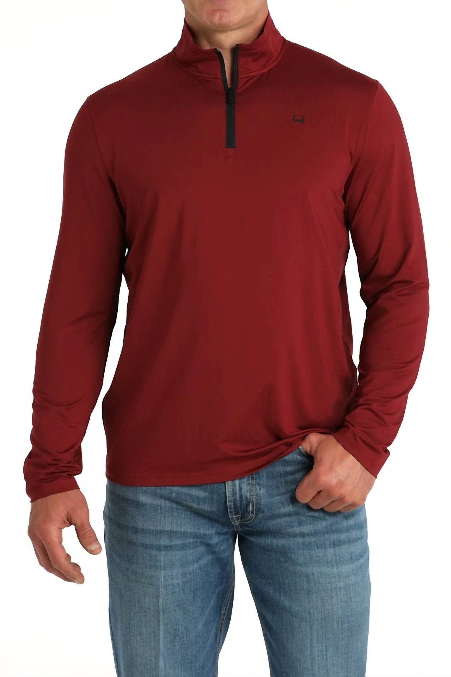 Arenaflex Quarter Zip Sweater In Burgundy