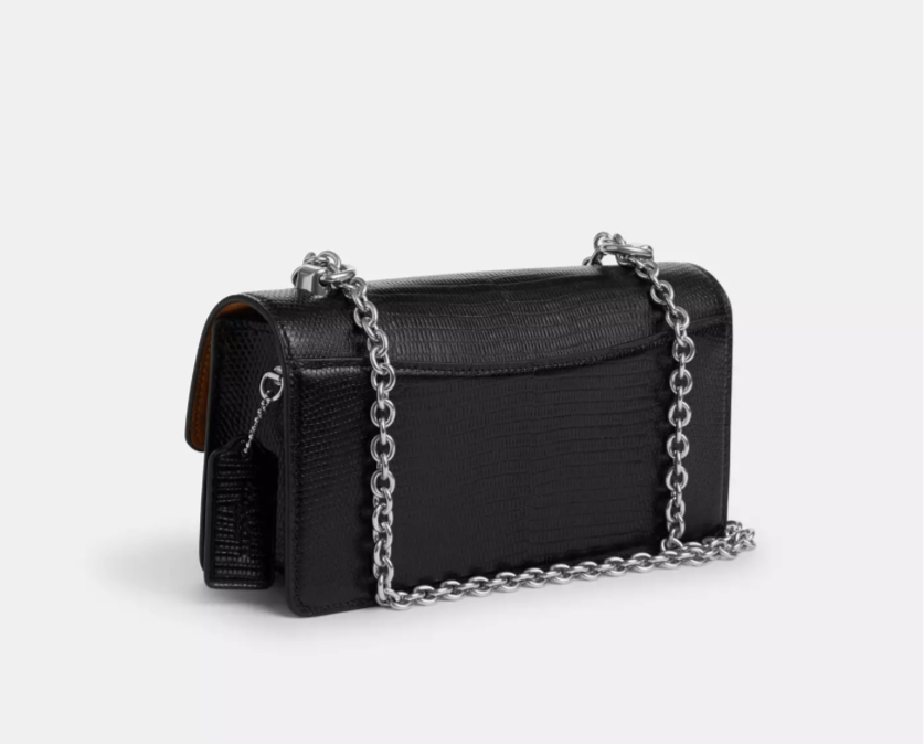 NWT Coach Leather Eliza Flap Crossbody  Bag In Silver/Black