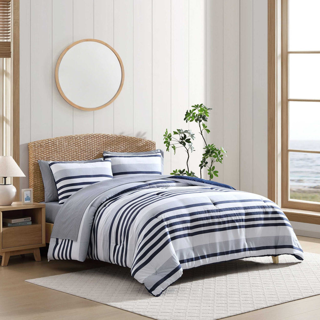 Nautica Palm Coast Stripe Blue Full Comforter Set