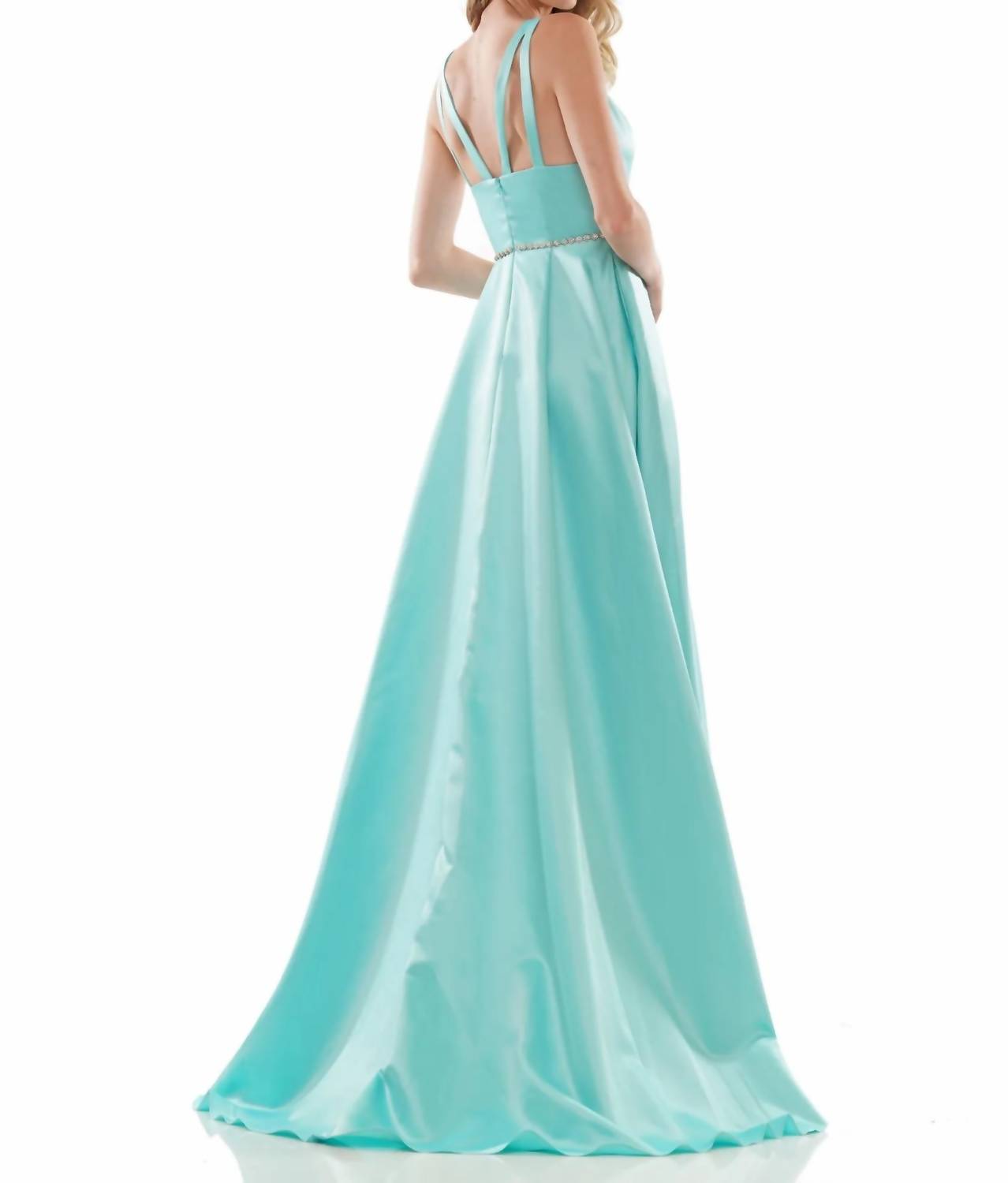 A-Line With Beaded Belt Gown In Mint