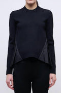 Elanore Long Sleeve Pleated Top In Black