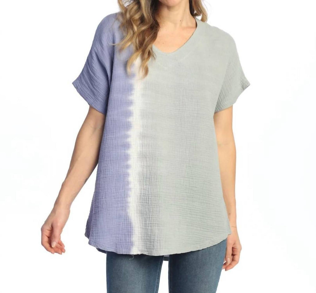 Mineral Washed Double Gauze Top In Block