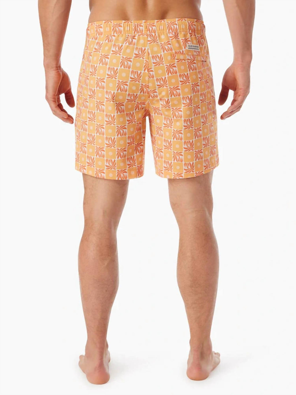 Bayberry Swim Trunks In Orange Checkered Palms
