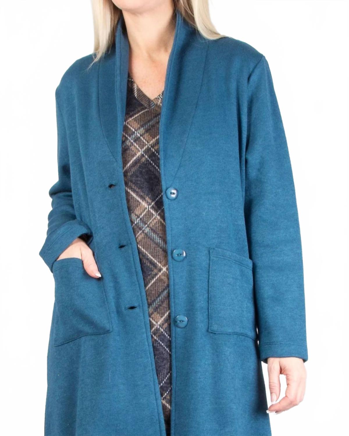 Button Front Cardigan - Plus In Teal