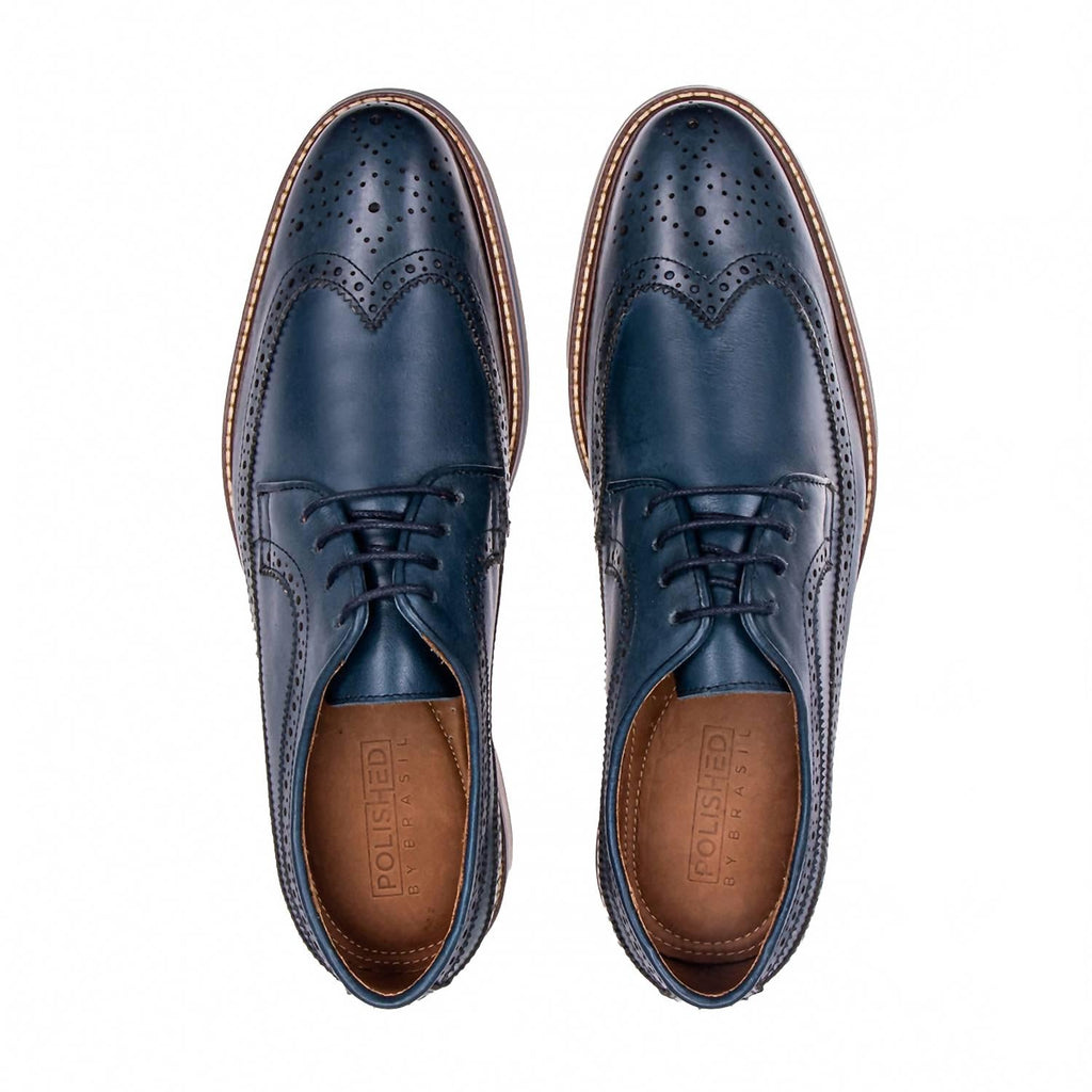 Men's Brasilia Leather Derby Shoes In Blue