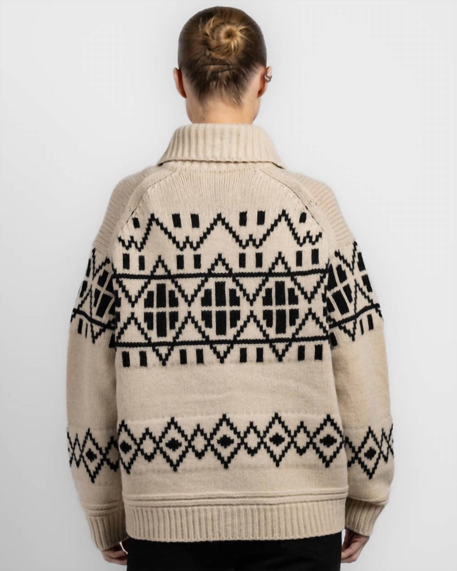 Merino Fair Isle Jacket In Ivory Combo