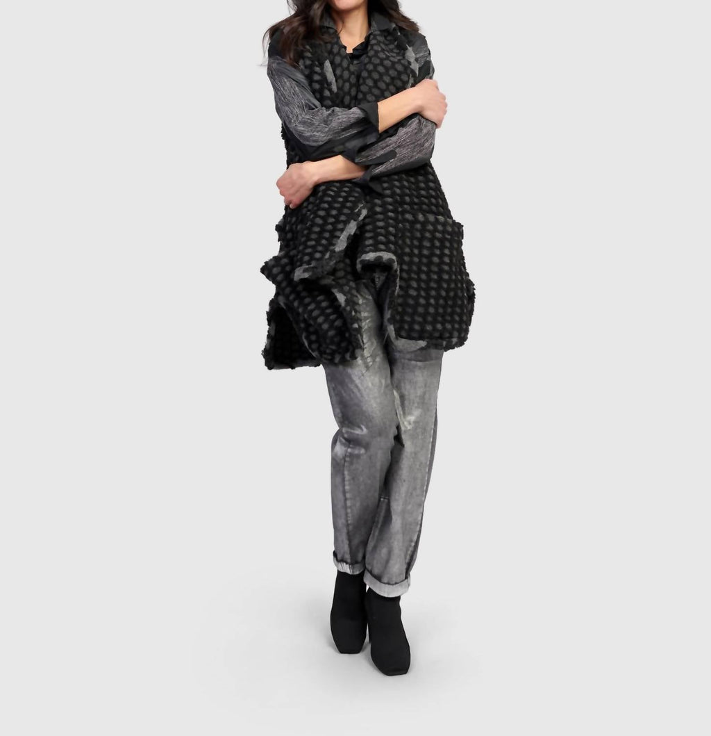 Ashen Cozy Draped Vest In Net