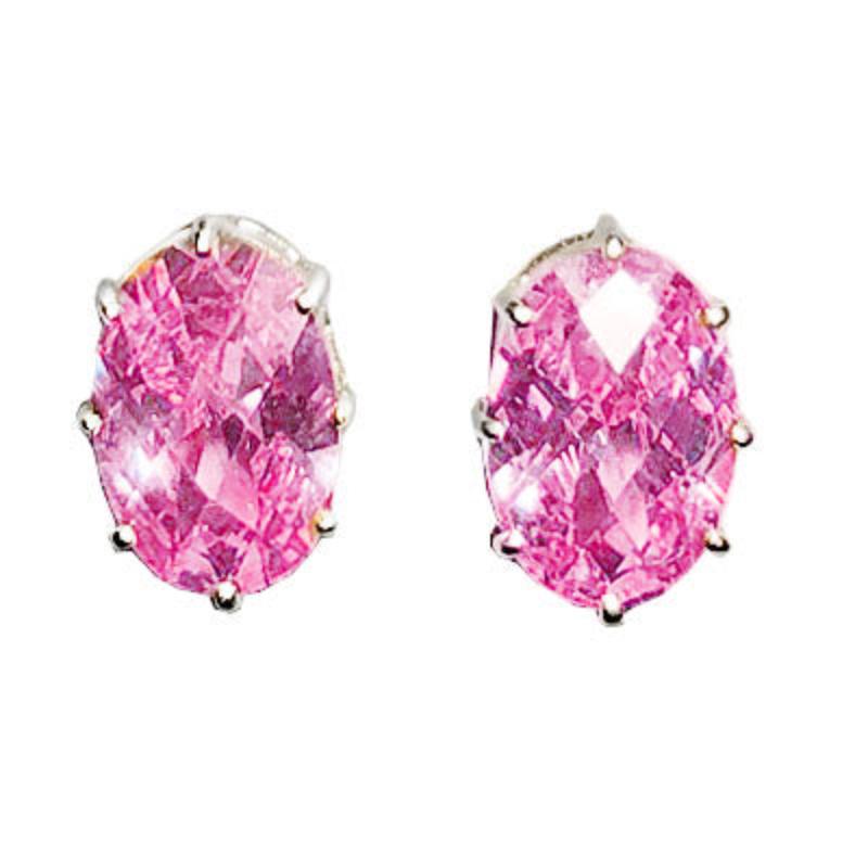 Sterling Silver Earrings with AAA Grade CZ in Pink