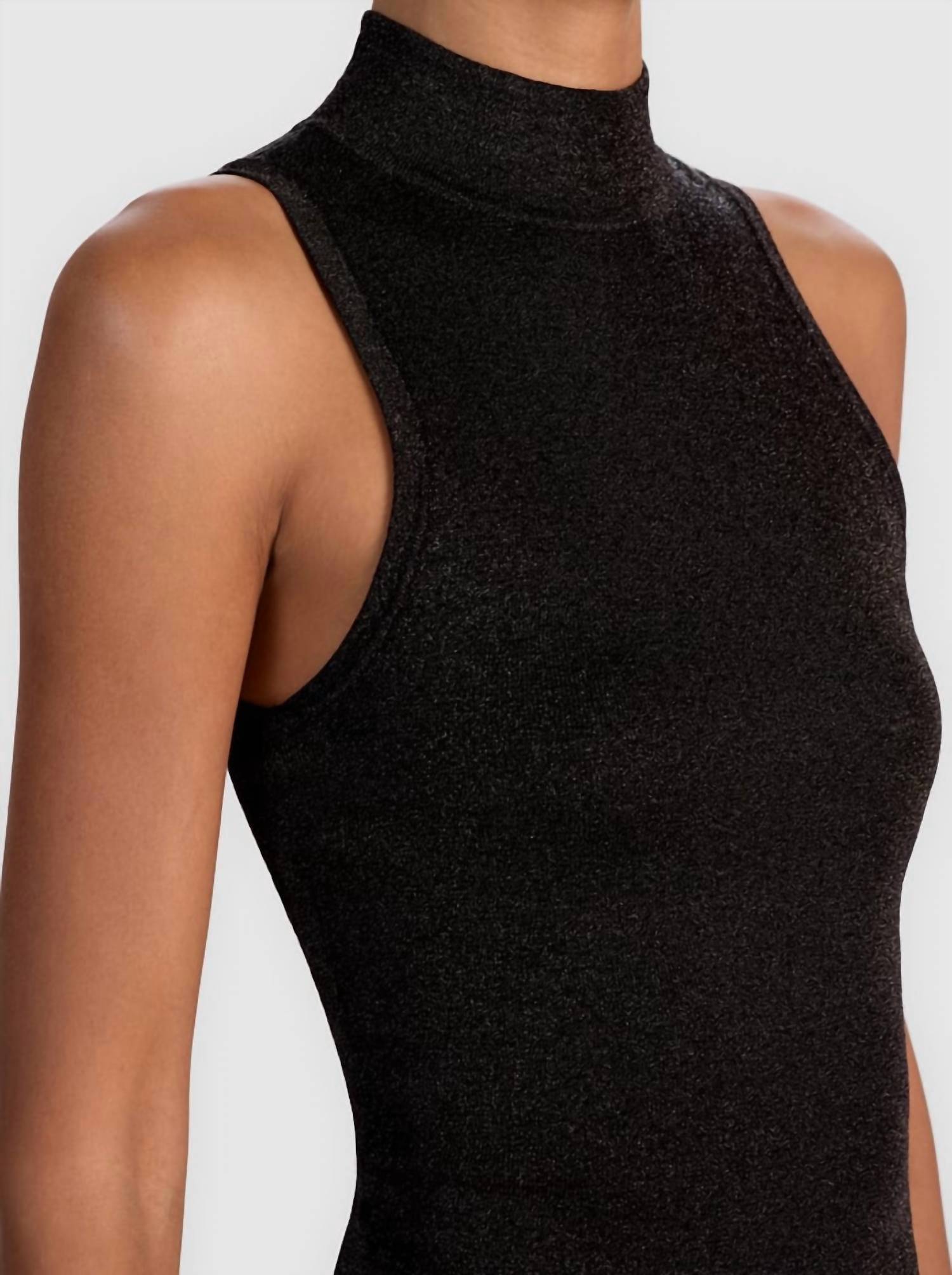 Darcey Metallic Tank Top In Black