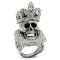 Matte Rhodium & Rhodium White Metal Ring with Top Grade Crystal in Clear