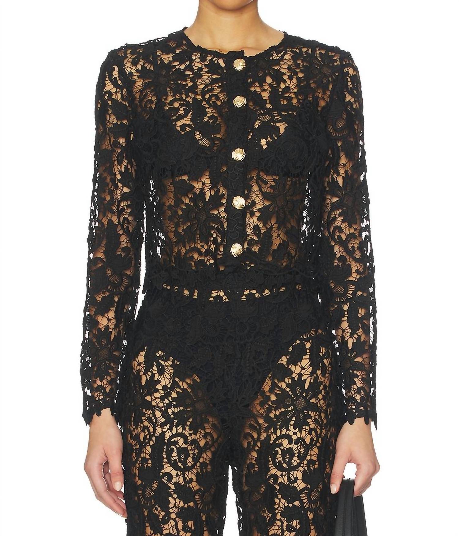 Coco Lace Cardigan In Black
