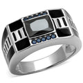 High polished (no plating) Stainless Steel Ring with AAA Grade CZ in Black Diamond