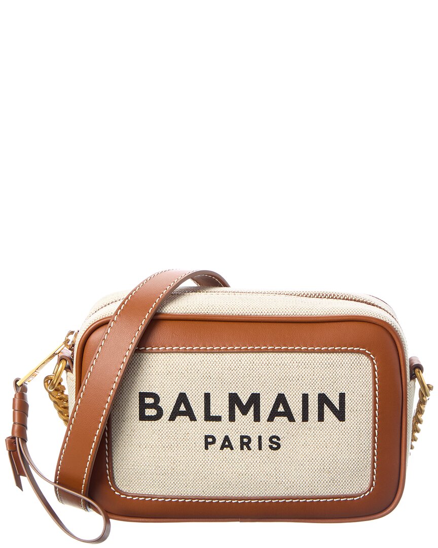 Balmain Logo Canvas & Leather Crossbody