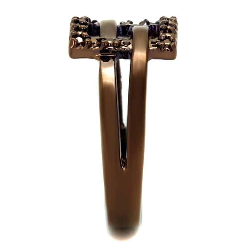 IP Coffee light Brass Ring with AAA Grade CZ in Light Coffee