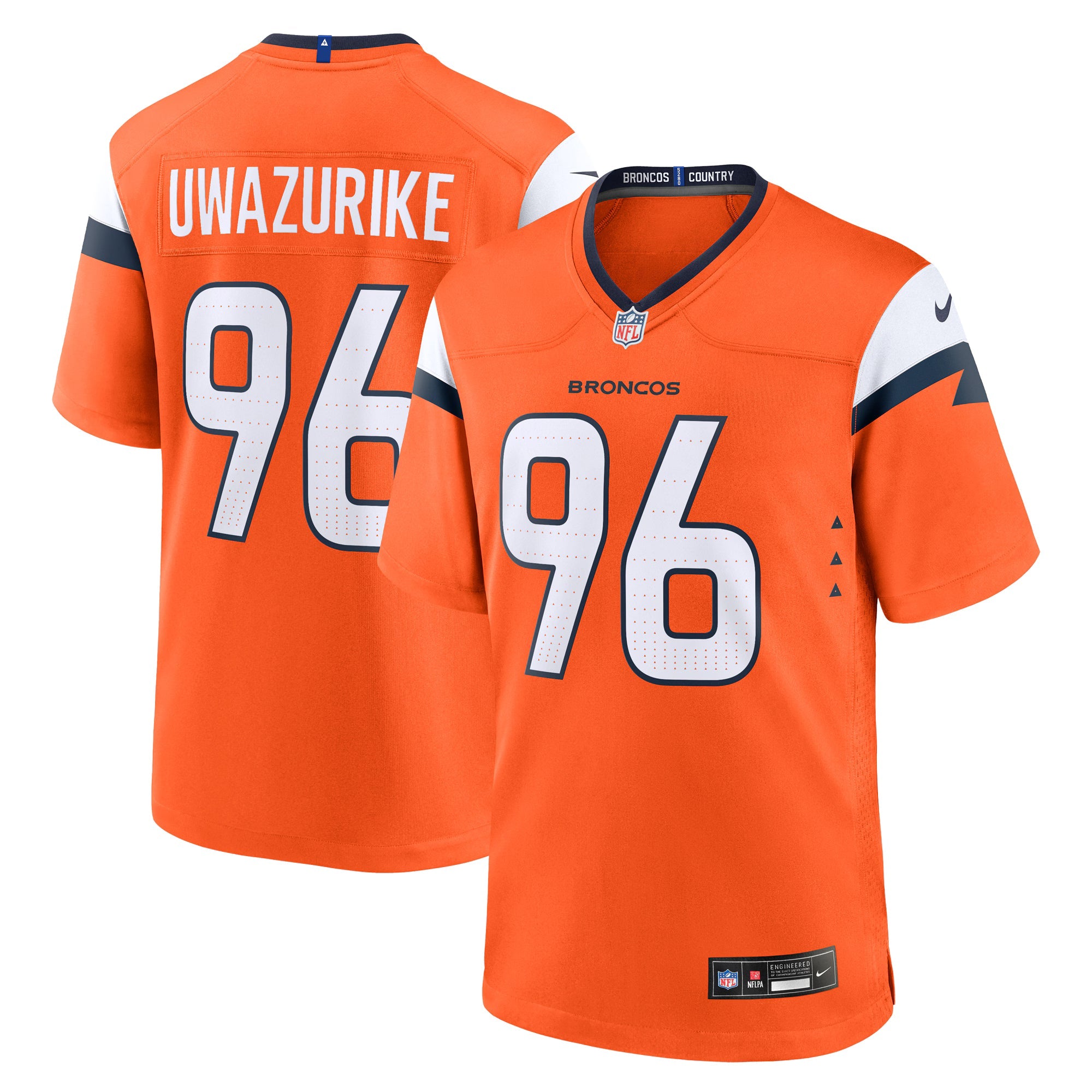 Denver Broncos Eyioma Uwazurike Orange Team Game Jersey