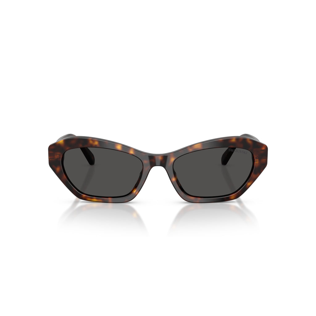 0Sk6048 Angular Tortoiseshell Sunglasses with Crystal Accents