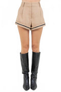 Structured Woven Shorts In Beige